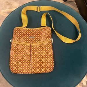 Baggallini Orange and Yellow Boho Geometric Pattern Crossbody Bag